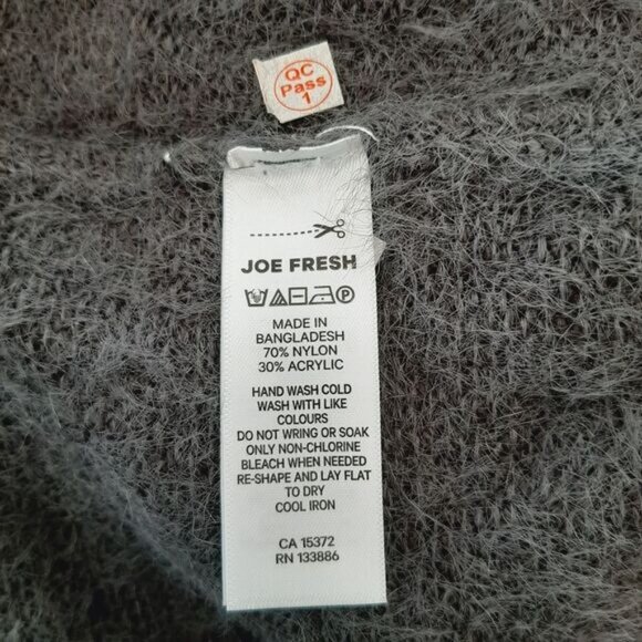 JOE FRESH Eyelash Fuzzy Knit Turtleneck Sweater Gray Sz L - Picture 11 of 13